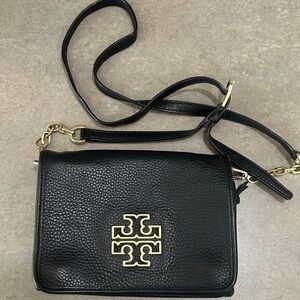 Tory Burch Black Pebbled Leather Crossbody Bag